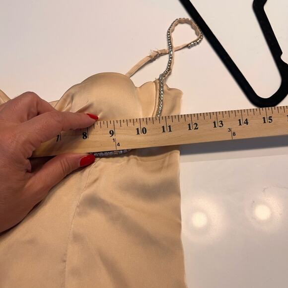 Oh Polly Champagne Underwire Corset Dress with Rhinestone Trim size 0 - Picture 8 of 9